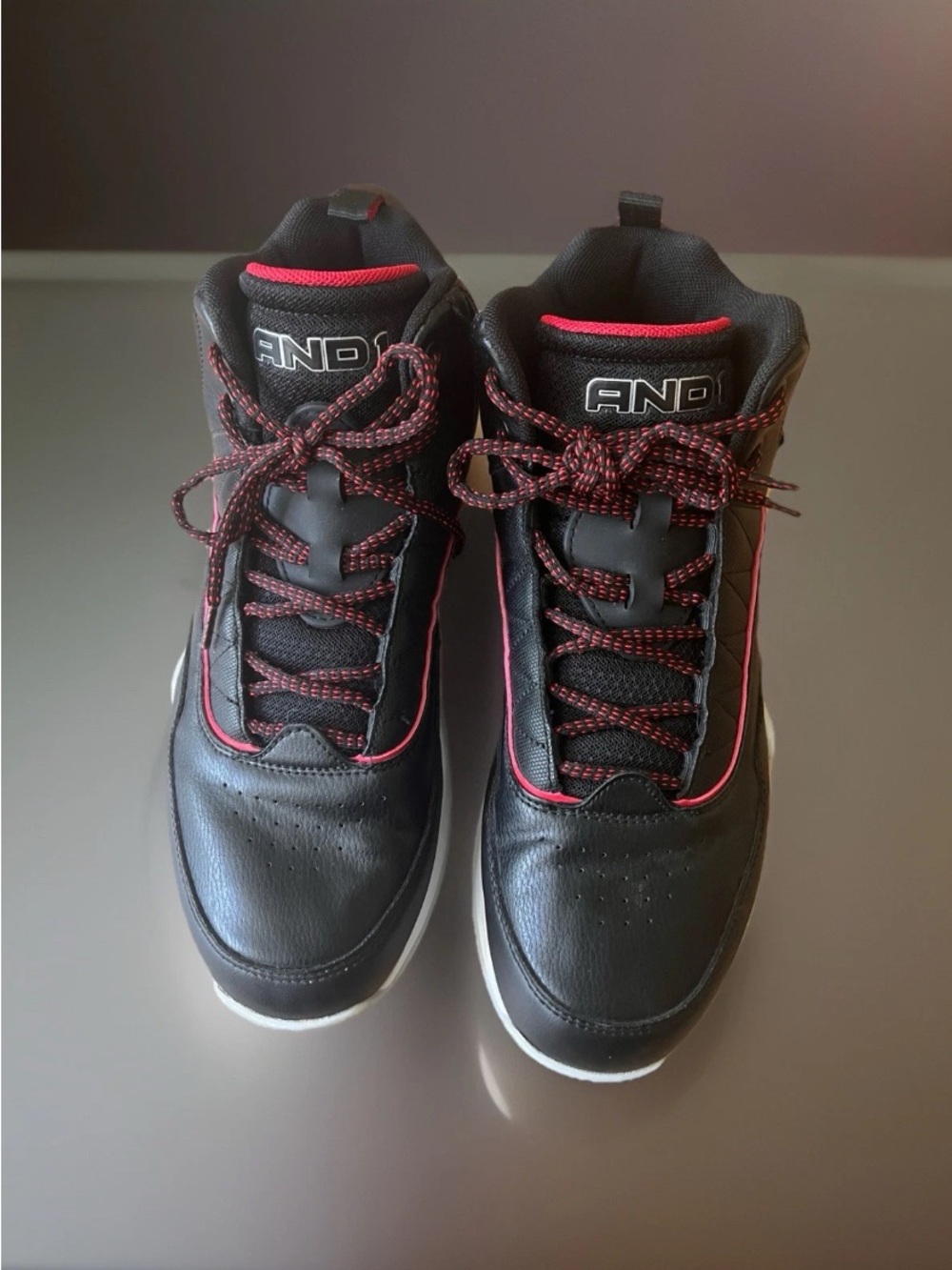 And1 Black Sneakers with Red Trim - Men's High Top Style